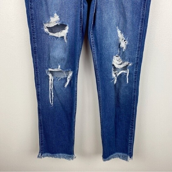 Hollister Distressed High Rise Mom Jeans Raw Hem Size 27 - Picture 3 of 9